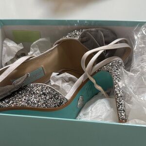 Betsey Johnson Silver Glitter Heels